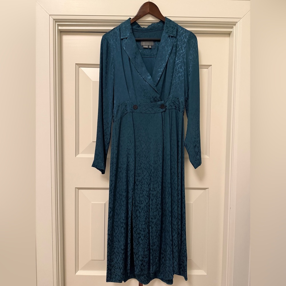 Anthropologie Teal Long-Sleeve Dress